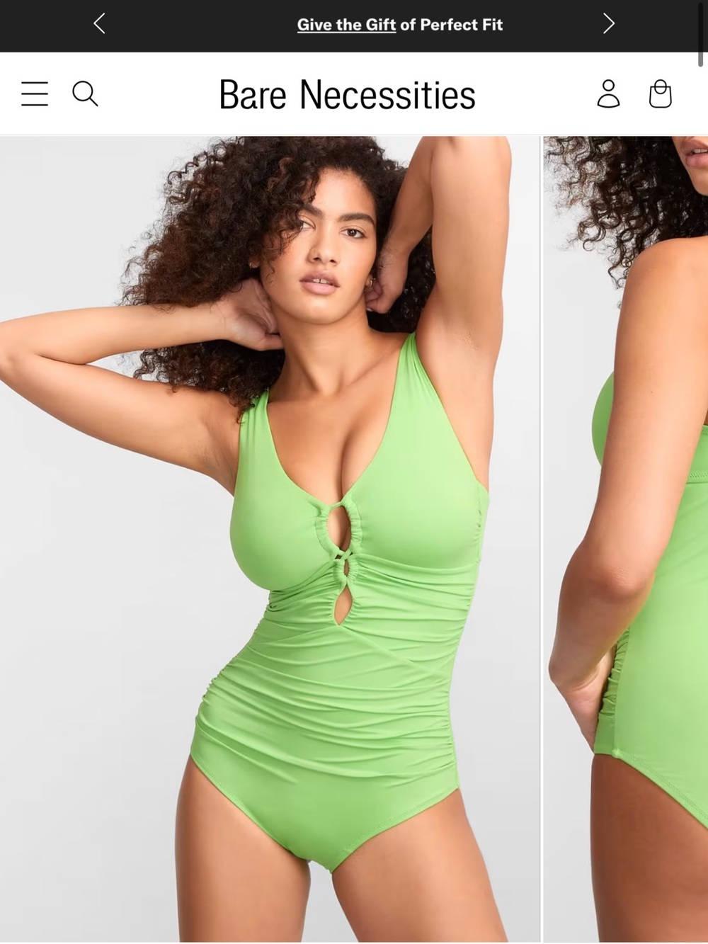 Bare Necessities Lime Green Ruched One-Piece Swimsuit with Front Keyhole